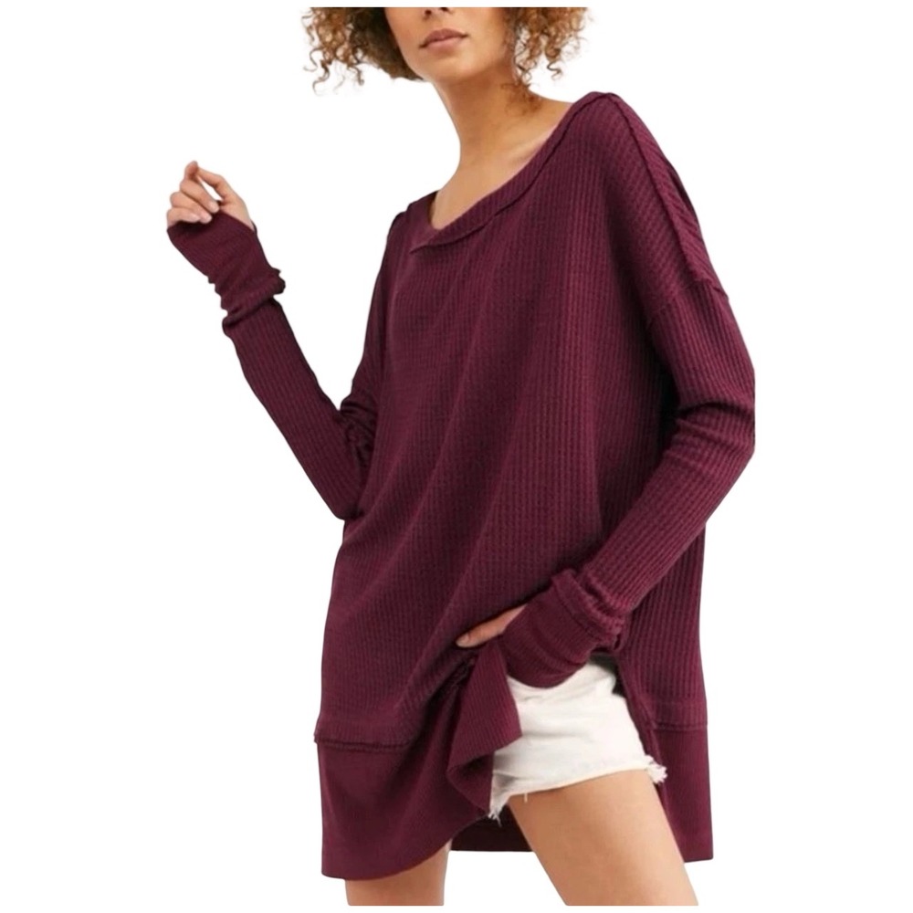 Free People We The Free North Shore Thermal Tunic Top Size‎ Medium Boho Lounge
